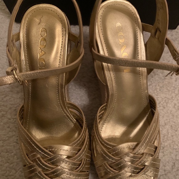 COACH gold wedge sandals !! - Picture 2 of 8